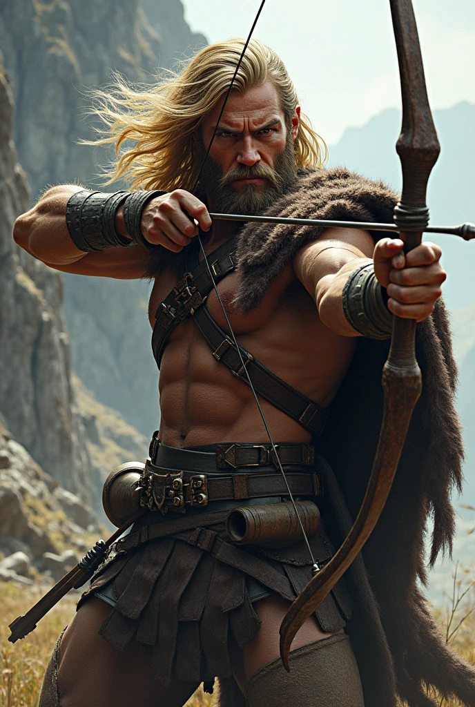 Barbarian Archer Description: A barbarian who traded his sword for a bow, attacking from a distance with powerful, armor-piercing arrows. blond