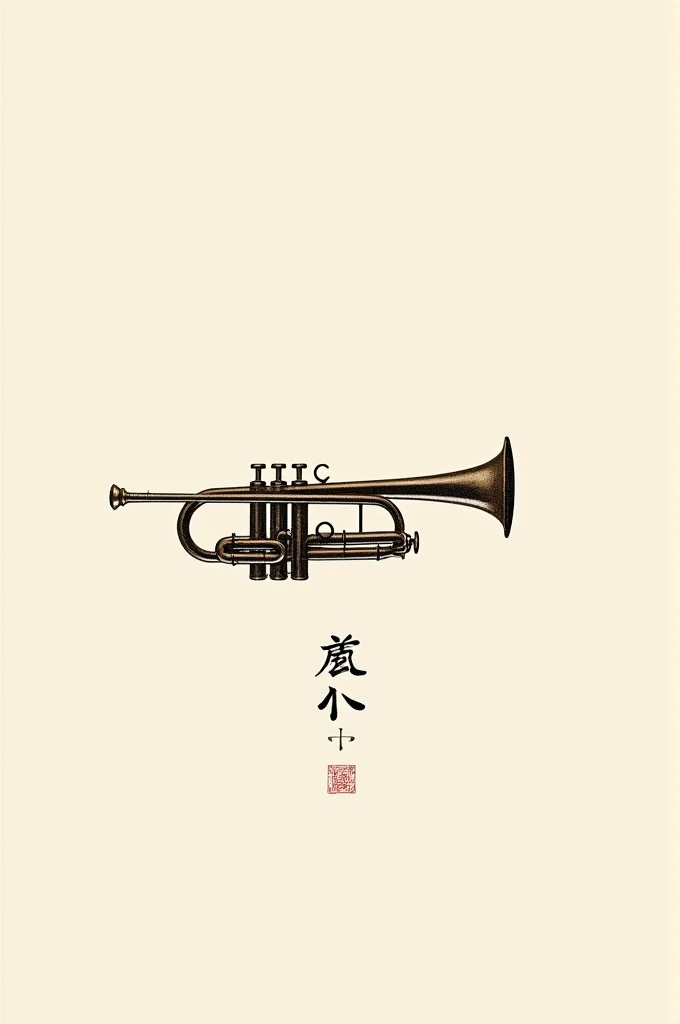 Horizontal print of a trumpet and the Chinese name below