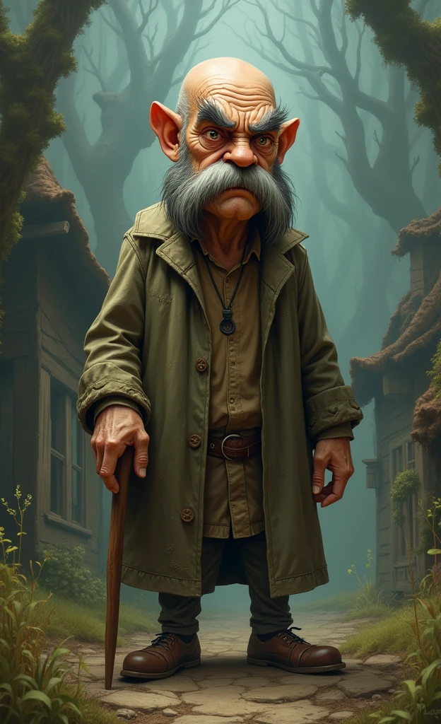 Transform this person in the image into the character Eustace from the animation Courage the Cowardly Dog