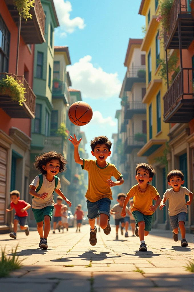 playing ball in the street