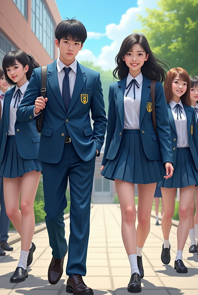 Korean school uniform blue, female and male