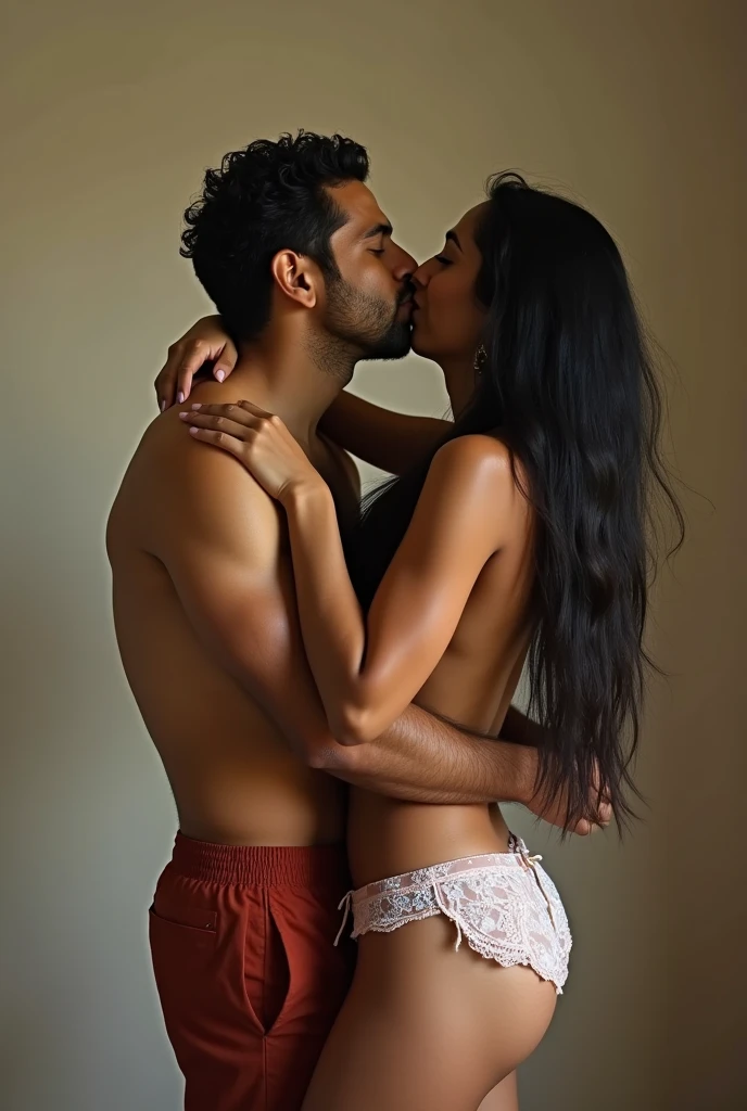 A big boobies indian girl lift carry a nude big dick indian guy. She lift and carry and blowjob him.