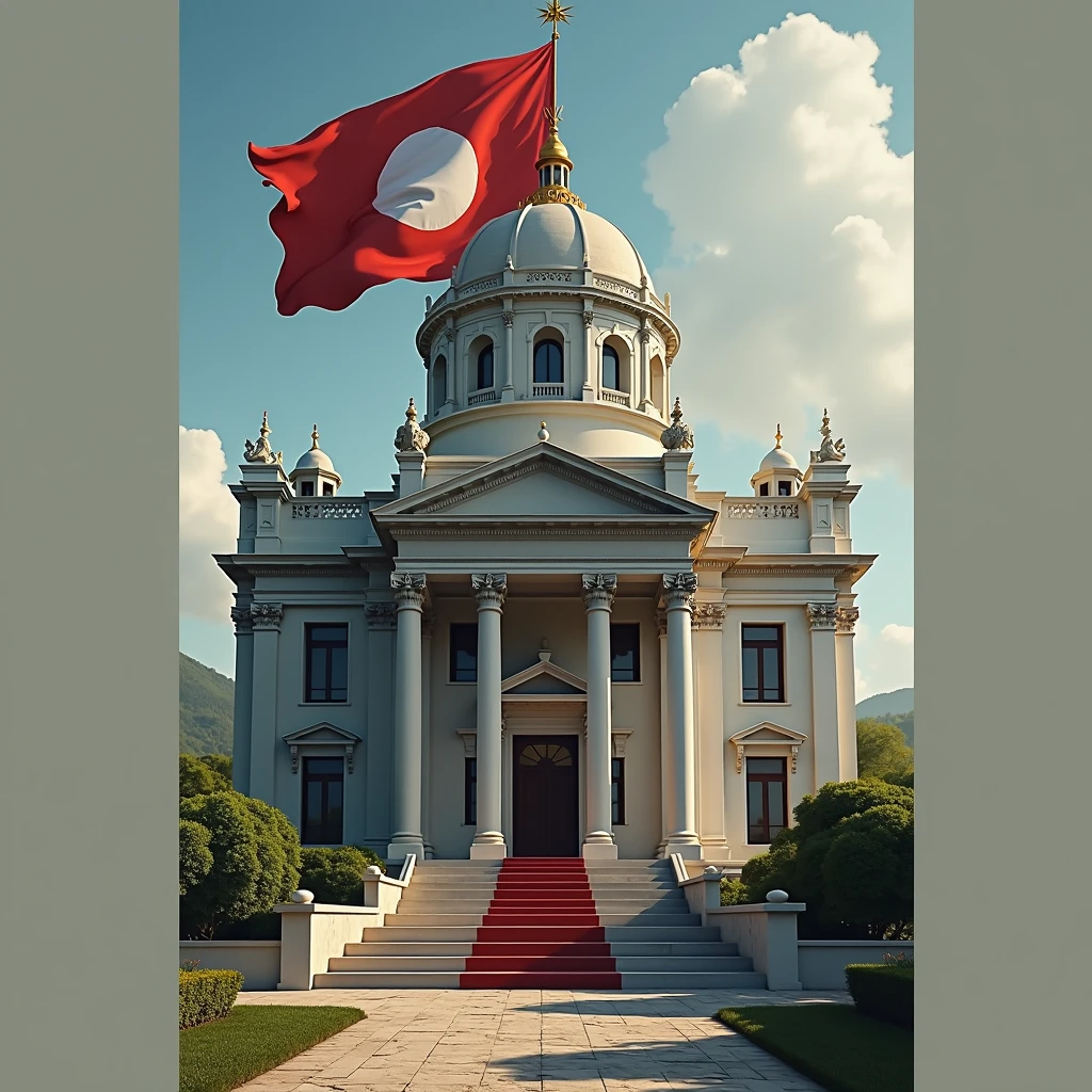 Change the red color of the flag to dark blue