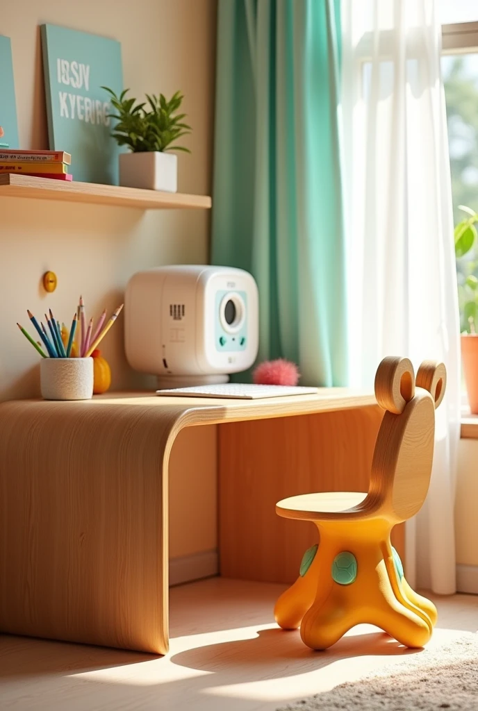 Ai wood desk for children with funny chair