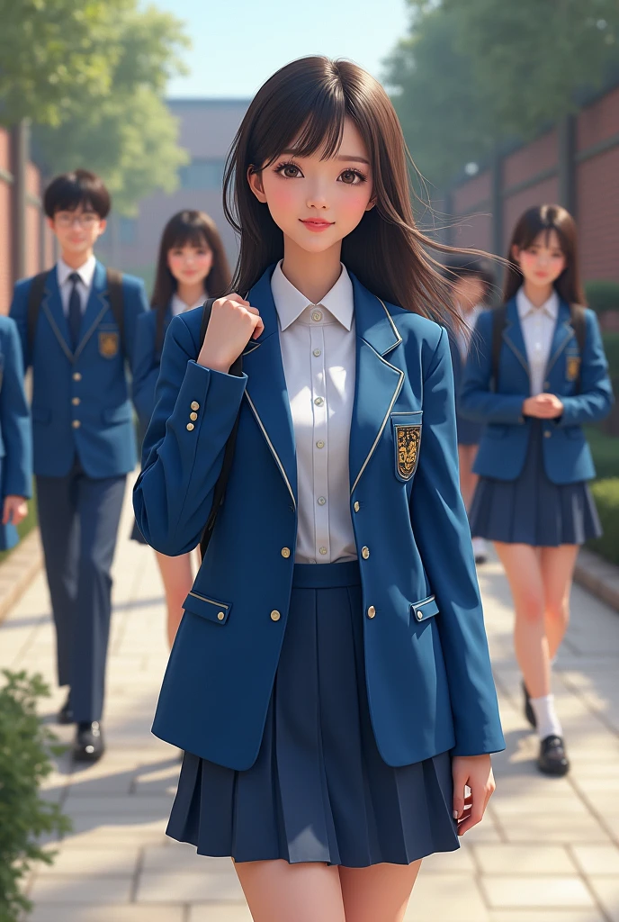 Korean school uniform blue, female and male