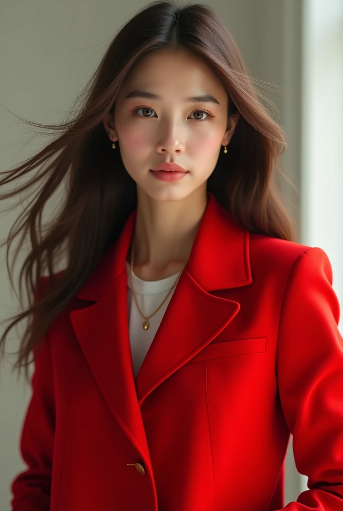 You could put a red jacket on the girl.