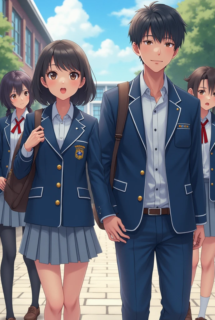 Korean school uniform blue, female and male