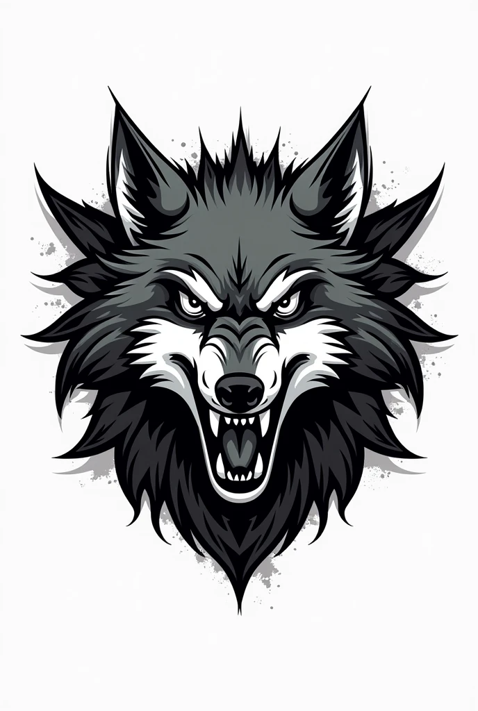 create a logo for a store whose main market is selling pins, scale cars, geek stickers and elements, The name of the store is TurboGeek, the image must be inspired by turbo and wolf, that black and white colors predominate