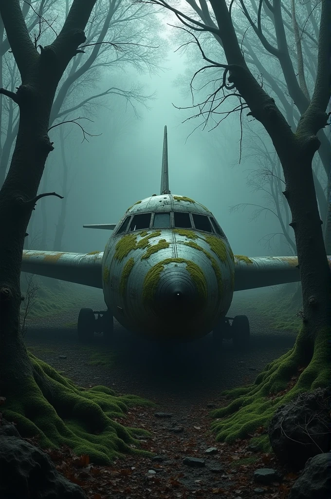 Abandoned plane in the middle of a haunted forest