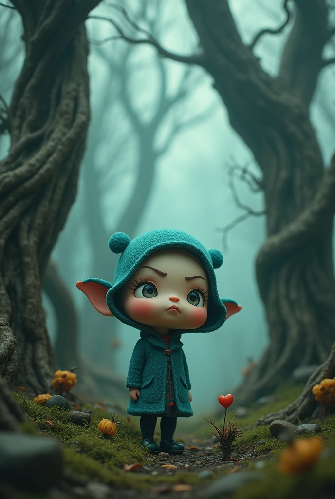 The cartoon Pocoyo is a child as if he were part of a film directed by Tim Burton's