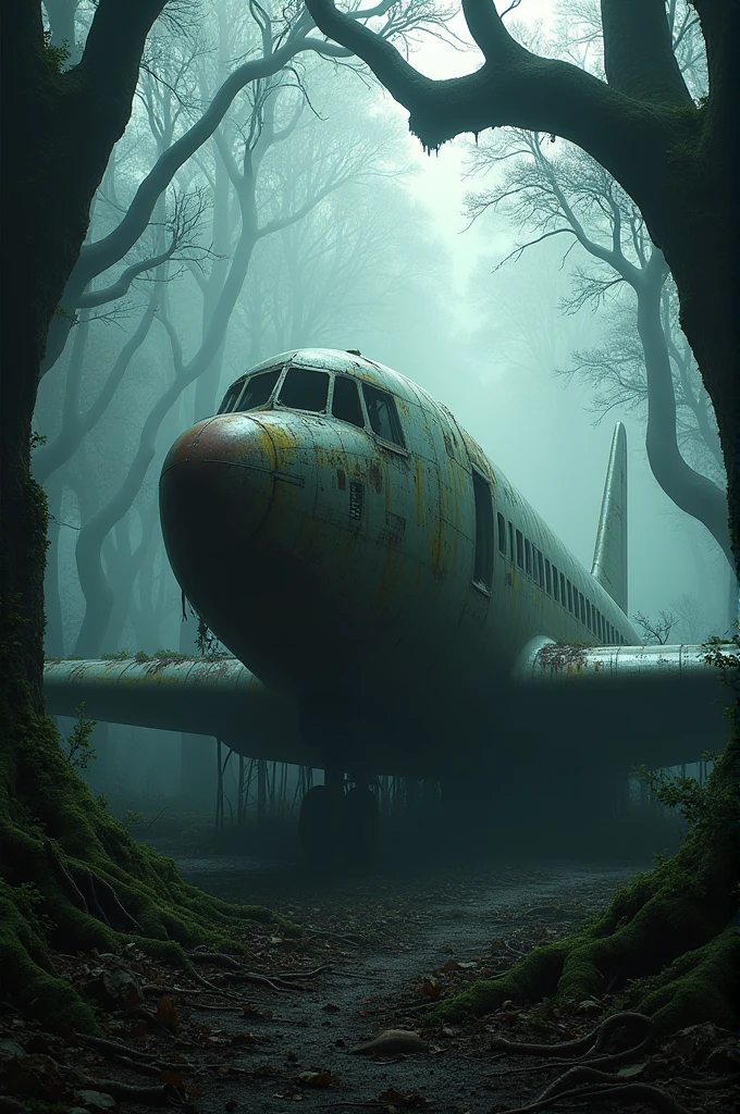 Abandoned plane in the middle of a haunted forest
