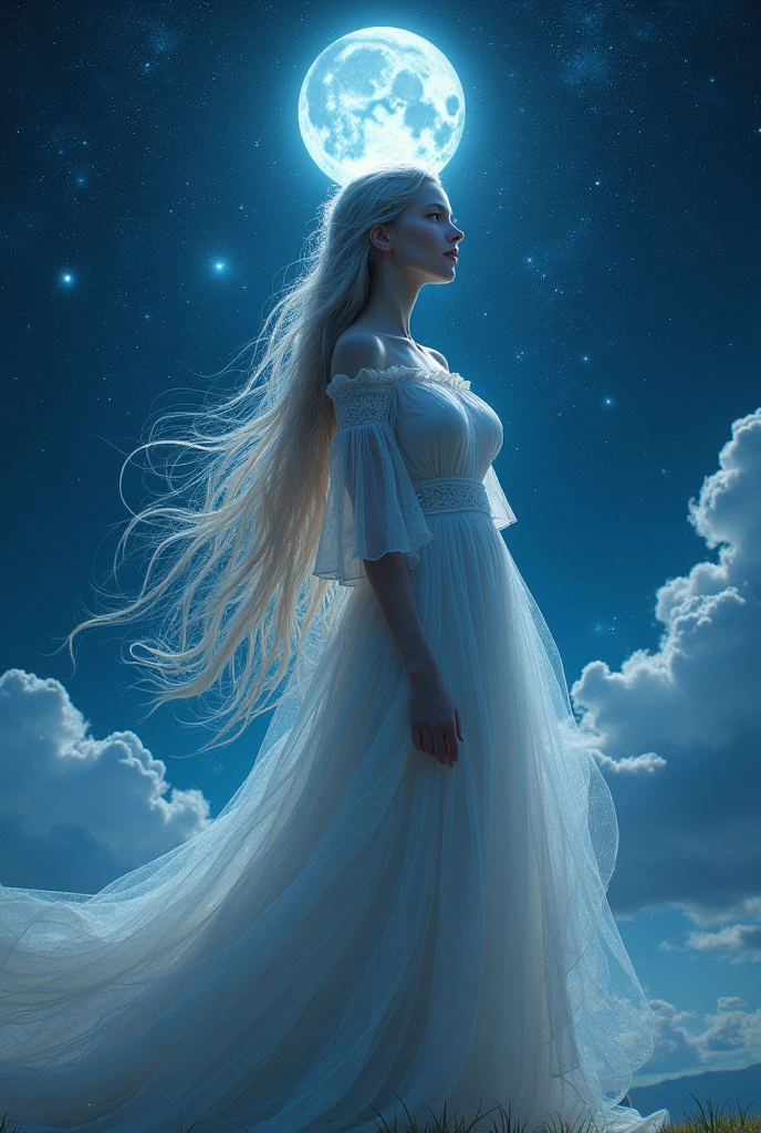 Under the deep and boundless cosmic starry sky,A goddess stood there,Her beauty and mystery are breathtaking。Her figure seemed so small in the starry night sky,But it exudes an indescribable grandeur。Her eyes sparkled like stars,Refracting the endless mysteries and beauty of the universe。
The goddess wore a tulle-like robe,the moonlight was shining on her body,Make her figure more dreamy。Her long hair flowed down her shoulders like a waterfall。。。。。。。。。。。。。。。。。。。。。。。。。。。。。。。,Sway gently with the