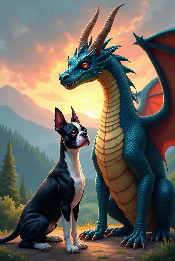 Boston Terrier and Dragon Collaboration