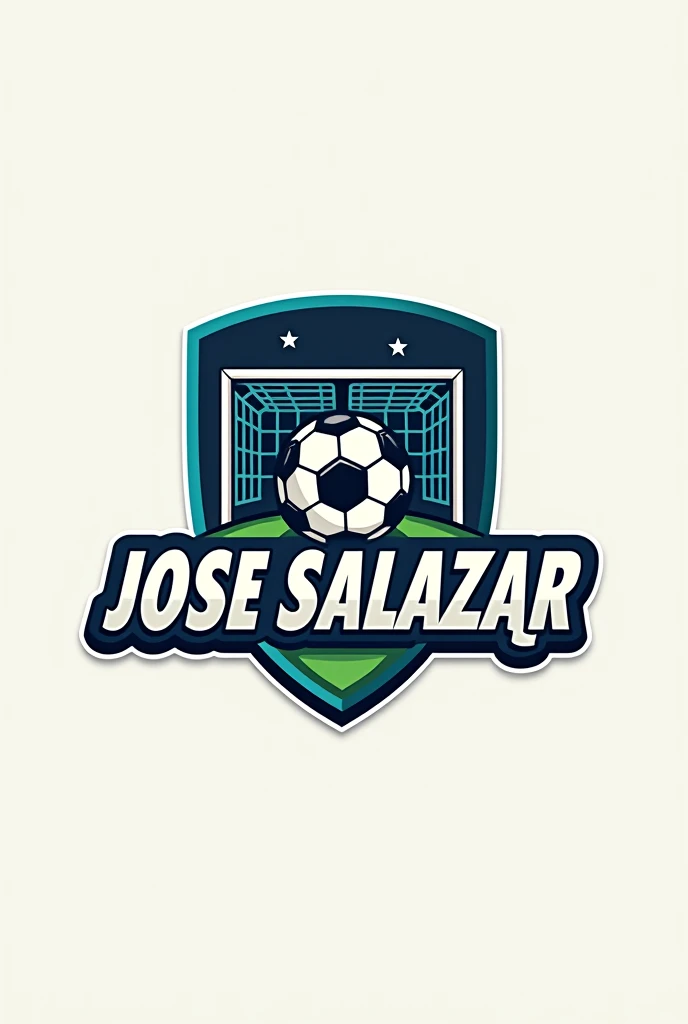 Logo for football league, with neutral background, football team, soccer ball, a goal, what to say "Jose Salazar Garrido League"