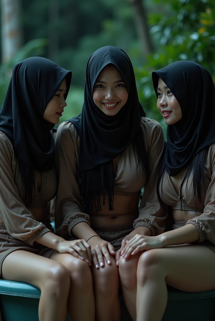 768 x 768 pixels,a close up pic,hijab,3 girl,hairy pubic,sfw,indonesian,thin face,wet dress,see through breasts, spread legs,legs up
, looking at viewer, chubby body,long sleeve, transparent pantyhose,spread leg,legs up,sitting, outdoors, night, masterpiece, best quality, very aesthetic, absurdres,curvy,hyper huge breasts, safe,pink breasts valve,Up-skirt by wind,big cameltoe,undercameltoe,in a bathup