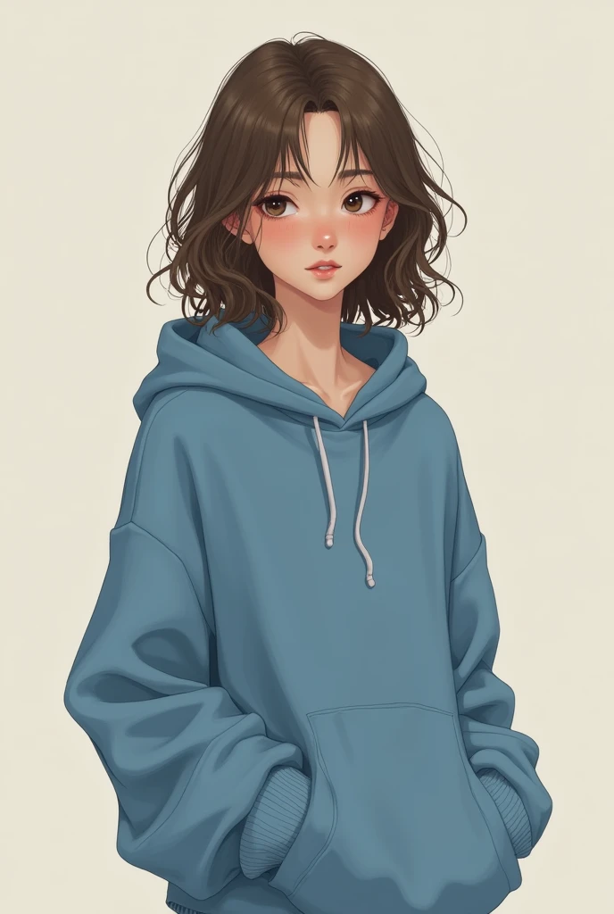 femboy with a blue hoodie and brown hair
