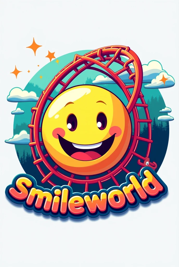 Make me a roller coaster logo that says Smileworld 