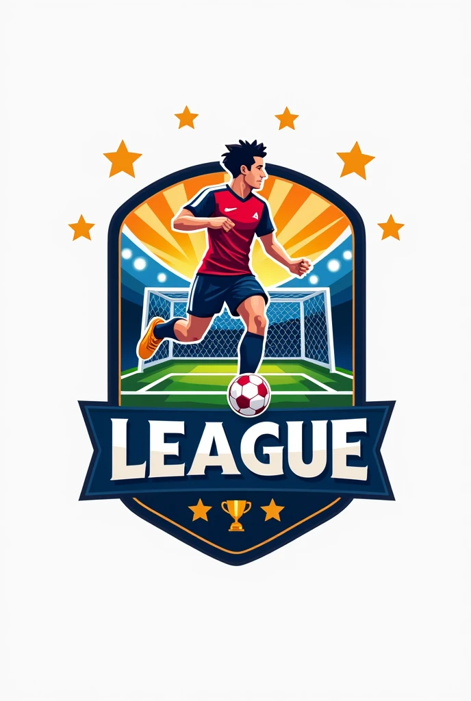 Logo for football league, with neutral background, football team, soccer ball, a goal, stars, a trophy, what to say "Jose Salazar Garrido League", 3D
