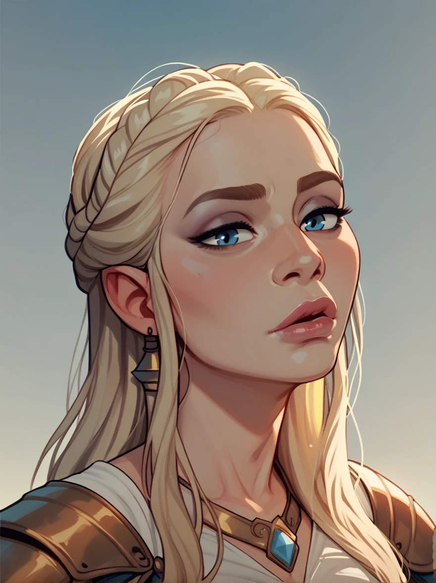 score_9, score_8_up,score_7_up, score_6_up, score_5_up, score_4_up, woman, best quality, highres, portrait, solo, beautiful, makeup, soft lips, daenerys kissing a dragon on the forehead, large cleavage, beautiful dress,