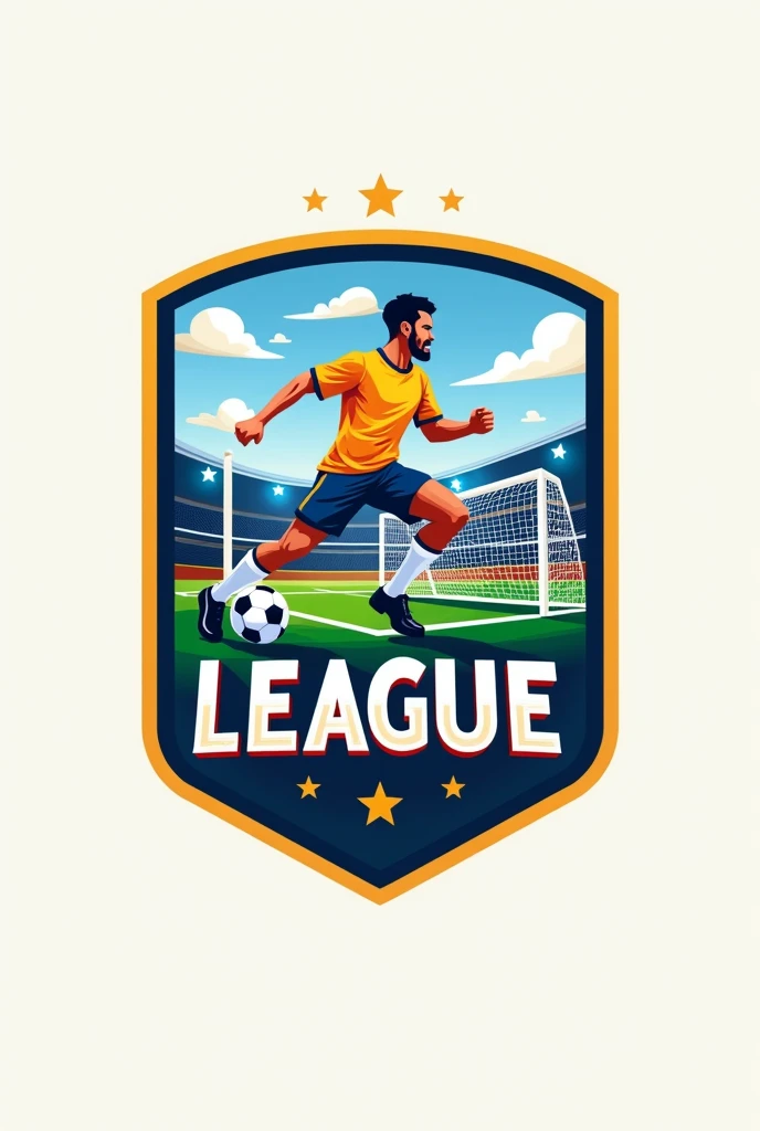 Logo for football league, with neutral background, football team, soccer ball, a goal, stars, a trophy,  what to say "Jose Salazar Garrido League", 3D