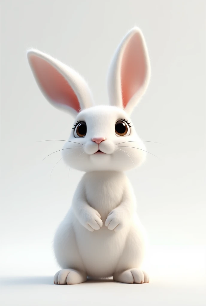 white rabbit, facing us, 3d rendering, pixar style, (detailed digital art), stylized 3d rendering, c4d, (full height), high quality, composition, masterpiece, art station, background plain solid white