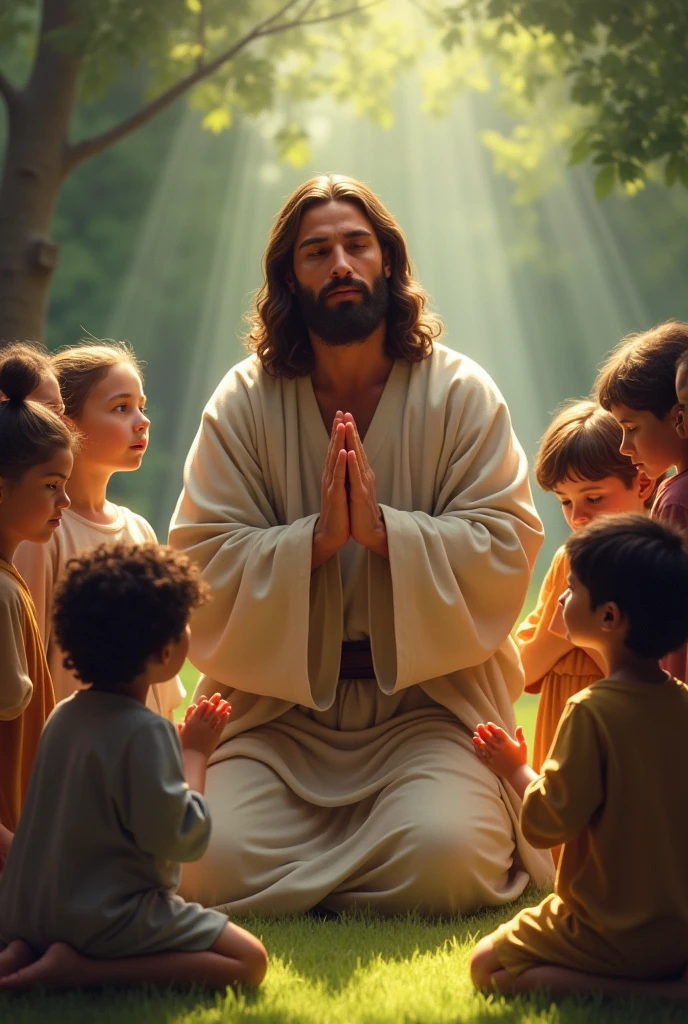 Jesus Christ praying with children