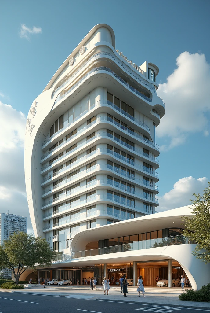 /imagine, an architecture corresponding to Art Deco in the Streamline style 

