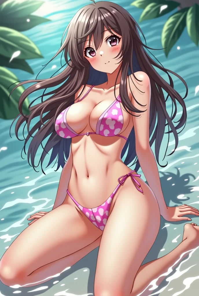 Naked anime girl eith big boobs and legs spread showing vagina no bikini nsfw