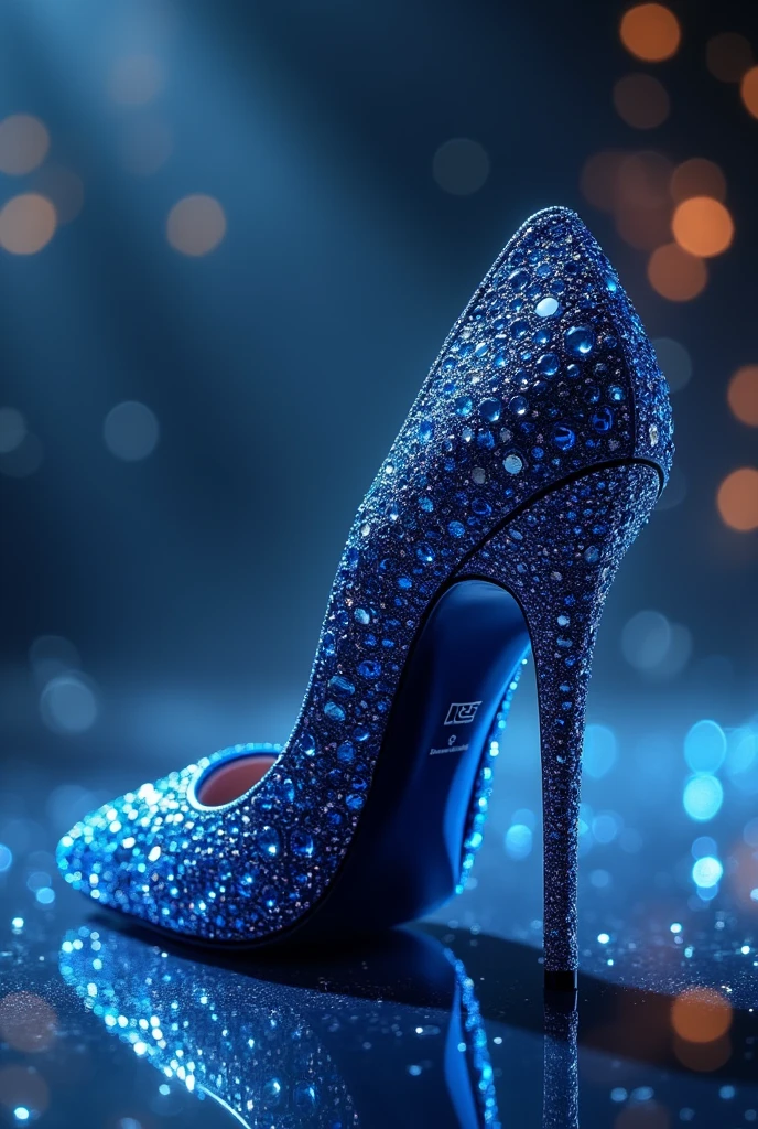 A 6-centimeter stiletto lined with navy blue diamonds