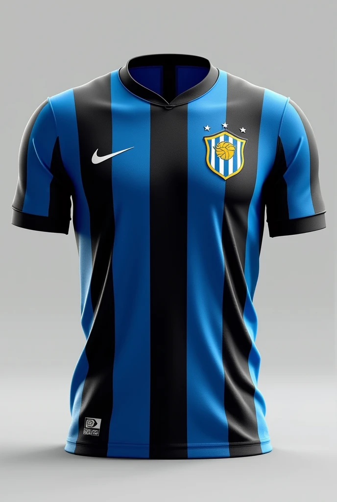 Create a Grêmio Futebol Portoalegrense shirt with the club's traditional stripes and original colors, with thick blue and black stripes with thin white lines dividing the others