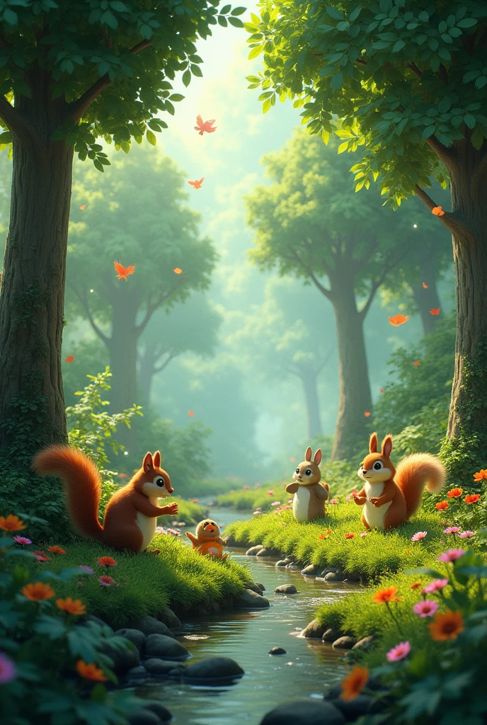 Make me a Pixar-like forest landscape