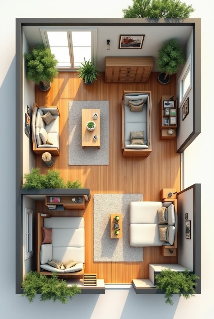 Interior plan of a house with three bedrooms