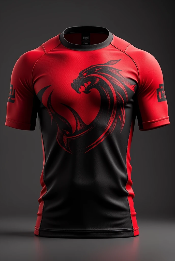 red and black judo and jiu jitsu gym shirt
