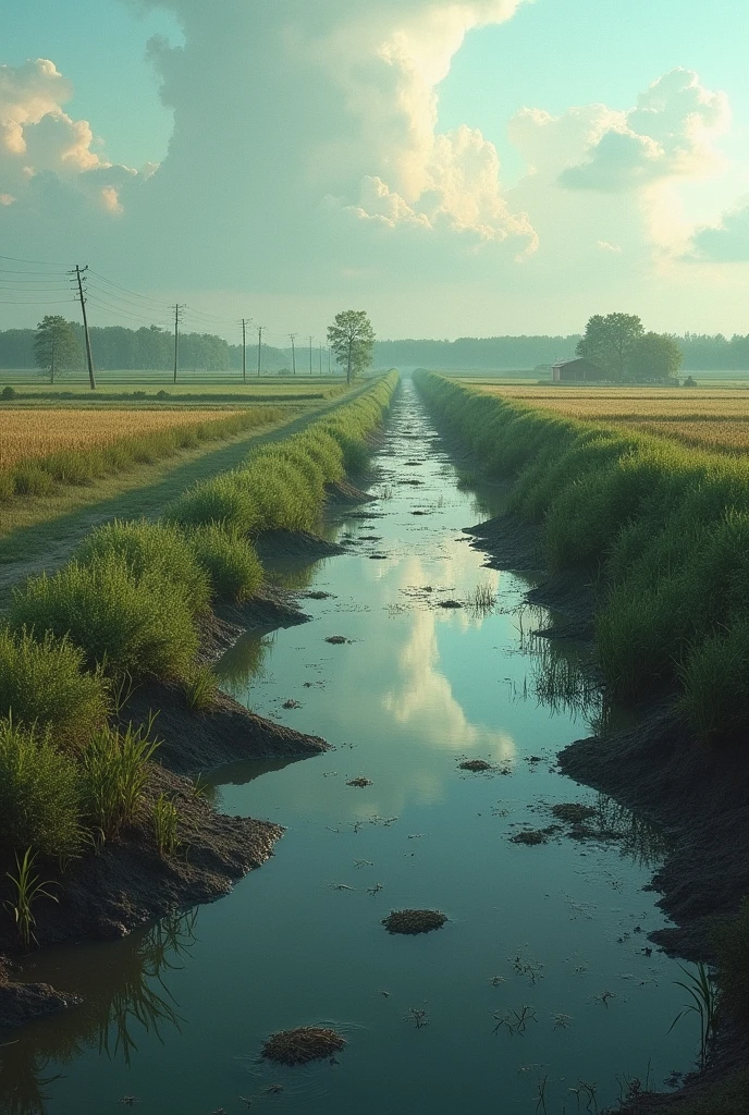 Water pollution from pesticides and agricultural activities drawing No people