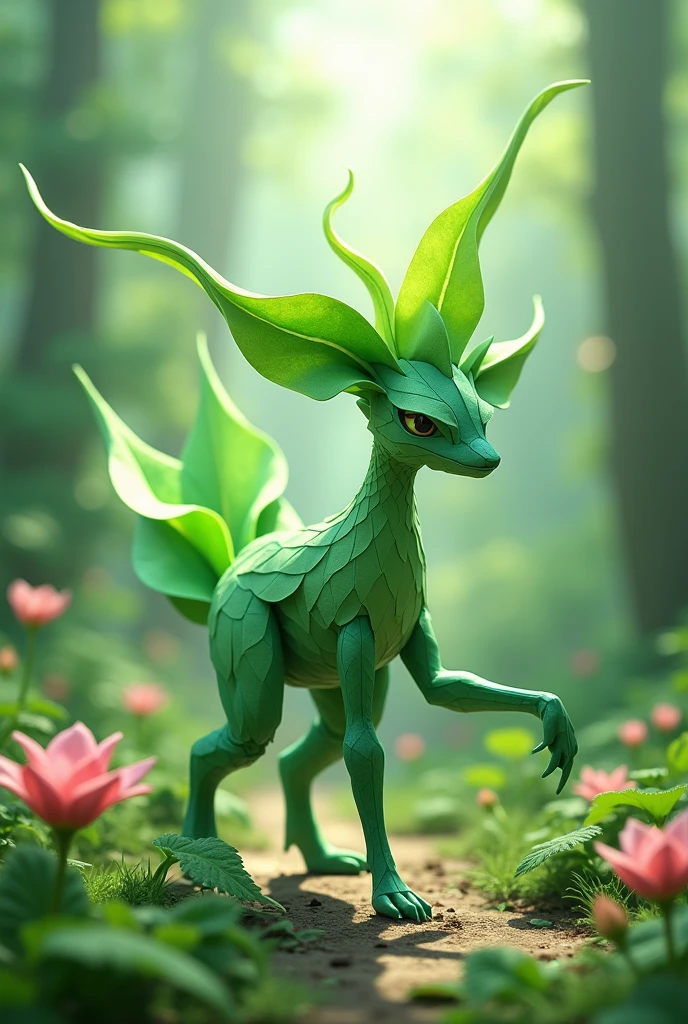 Leafeon with an enormous male reproductive organ 