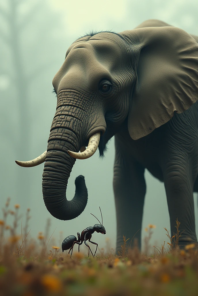 An ant strangling an elephant