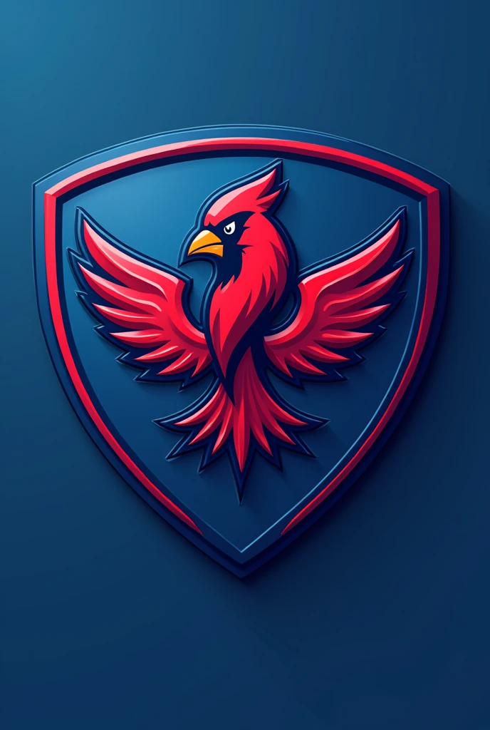 Cardinal bird logo for blue sports uniform shield