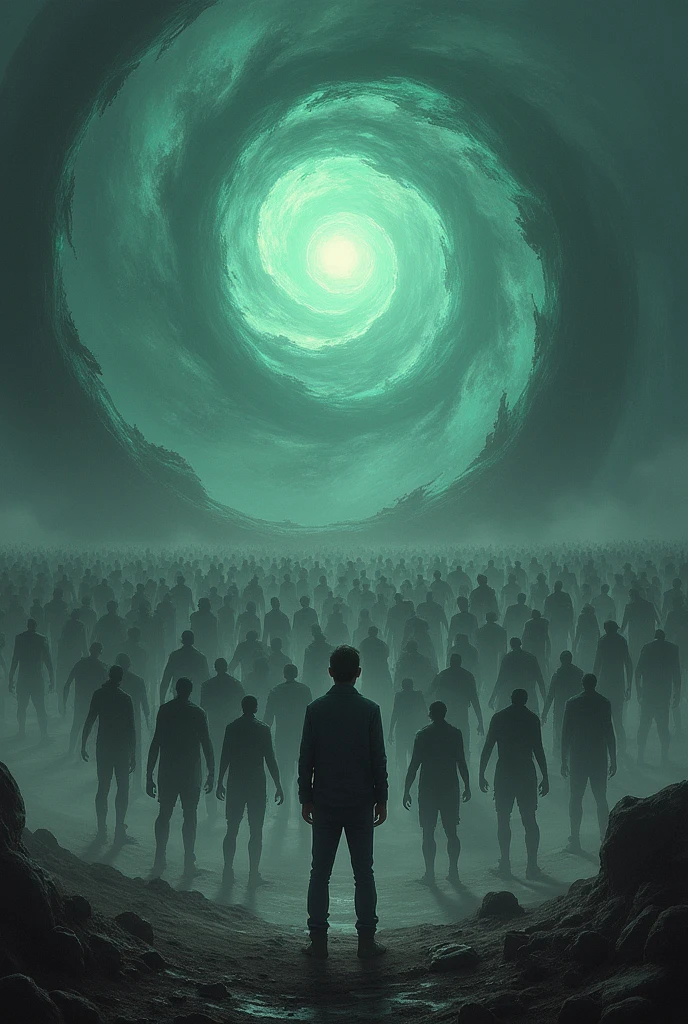 a person looking down and seeing several zombies coming out of a portal