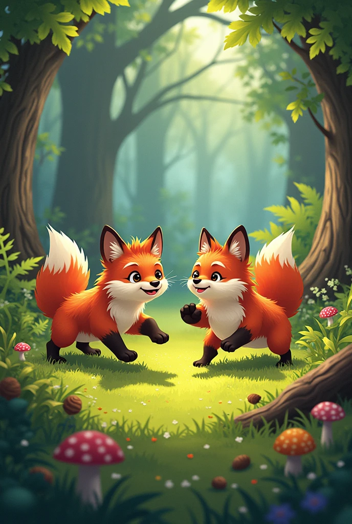In the forest the foxes prepared fun games