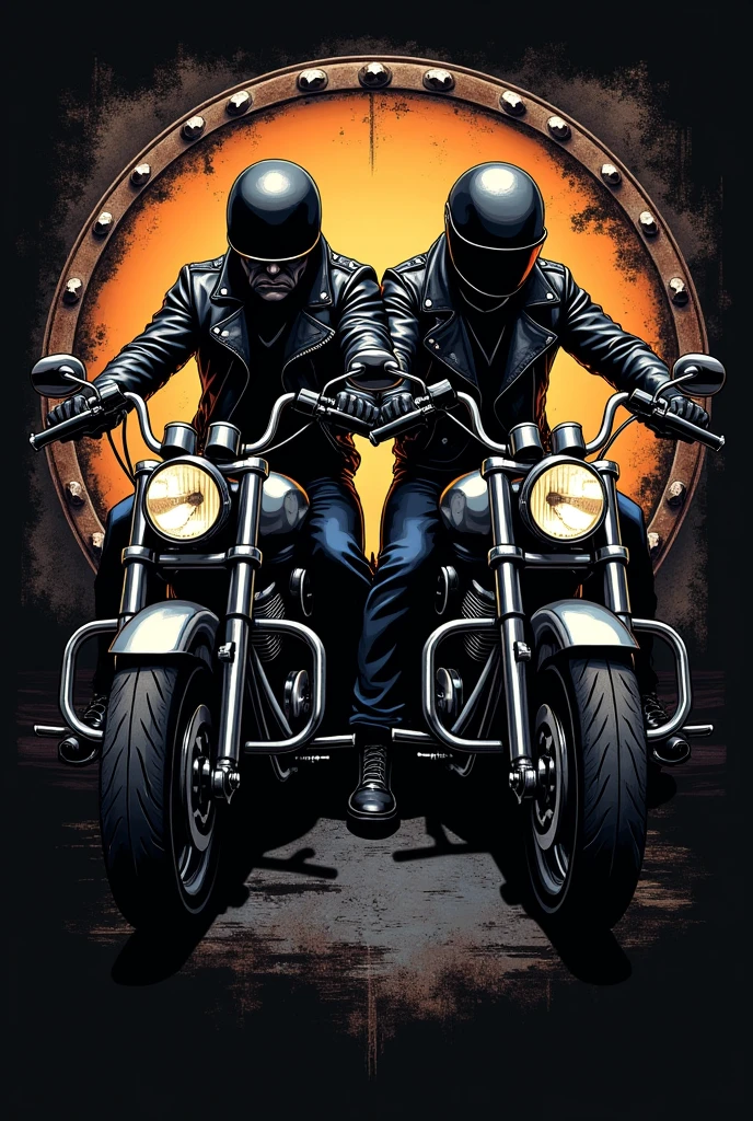 a motorcycle club logo for two members