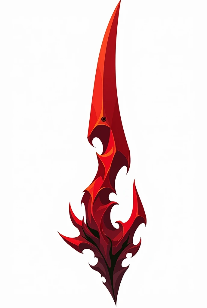 Sword projectile in the style of a vector drawing, made of solid blood-colored crystal with vessels of black void