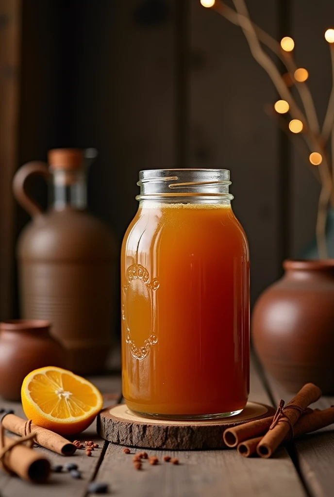 Photo with a jar of canelazo