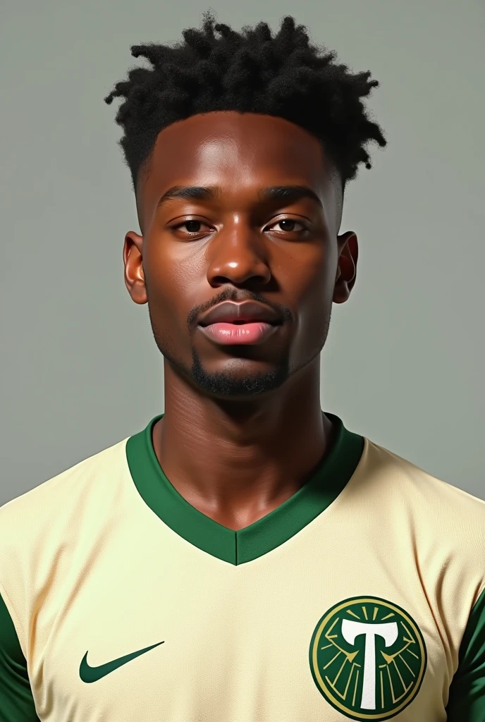 My face in the Portland Timbers 2024 Away Cream and Green Jersey