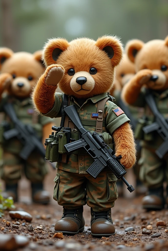 Teddy bear army clothing 