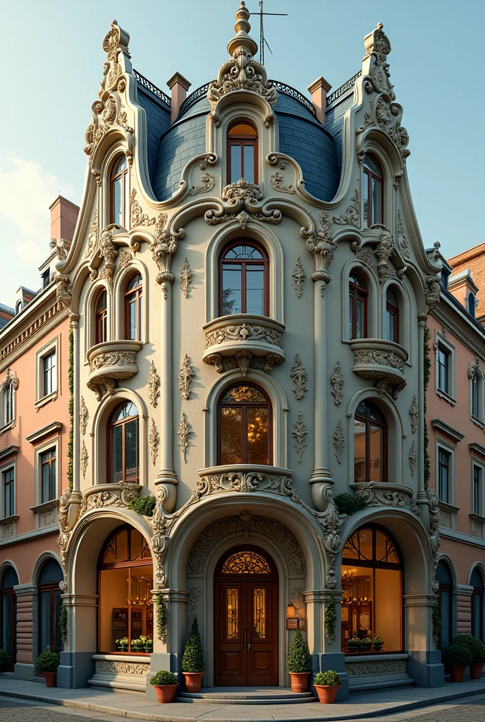 Create an image of art nouveau architecture or also called Floreale in Italy.