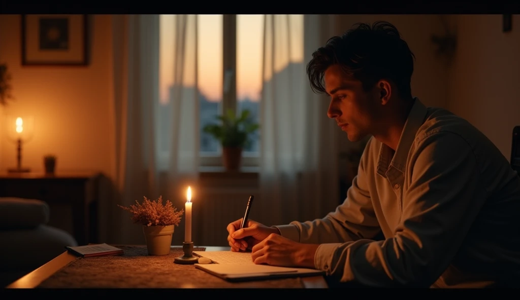 Prompt: Create a dramatic, emotionally resonant video that encapsulates the journey of a heartfelt pop ballad about love, reflection, and hope. The video should weave together the themes of longing and connection through evocative visuals and poignant moments.
Setting and Action:
Opening: A dimly lit room with moonlight filtering through a window, where a man writes a letter by candlelight, embodying deep reflection and nostalgia.
Flashbacks: Softly blurred scenes of past memories—walking in a park, laughing in a café, and a serene waterfront stroll—intercut with the man gazing at a photograph, conveying a dreamlike, nostalgic quality.
Revelation: The man stands by his bedroom window at sunrise, his silhouette highlighted by the golden light of dawn, symbolizing hope and renewal.
Intimacy: A cozy living room setting where the man and his partner share a tender embrace, capturing their deep emotional bond through affectionate gestures and warm lighting.
Finale: An outdoor location at twilight with the man singing directly to the camera while the woman stands nearby, illuminated by soft fairy lights, emphasizing the romantic and intimate connection.
Visual and Emotional Style:
Mood: The video should evoke a powerful mix of nostalgia, love, and hope, capturing the essence of the song’s emotional depth.
Color Palette: Use warm, soft tones with golden and twilight hues to enhance the intimate and romantic atmosphere.
Lighting: Employ diffused and ambient lighting to create a sense of warmth and emotional resonance, with soft focus and gentle transitions to highlight key moments.
Music Integration:
Sync the visuals with the song’s emotional highs and lows, ensuring that each scene complements the narrative and mood of the ballad, reinforcing the themes of connection and reflection.
This single prompt aims to capture the full emotional spectrum of the song, blending the elements of love, memory, and hope into a cohesive and impactful visual experience.
