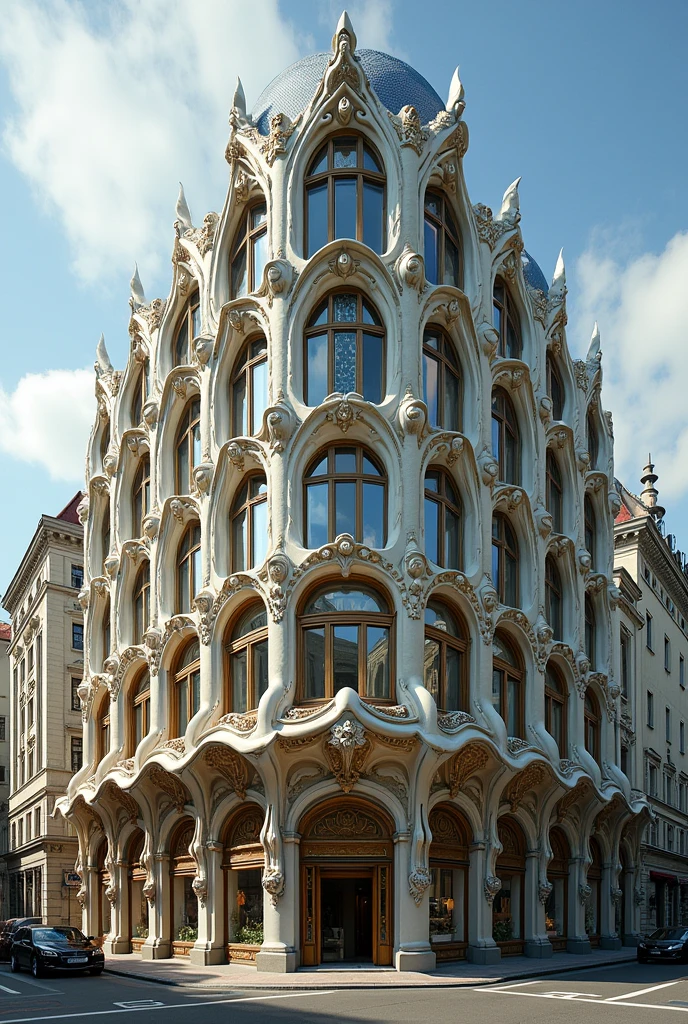 Create an image of art nouveau architecture or also called Secession in Austria.