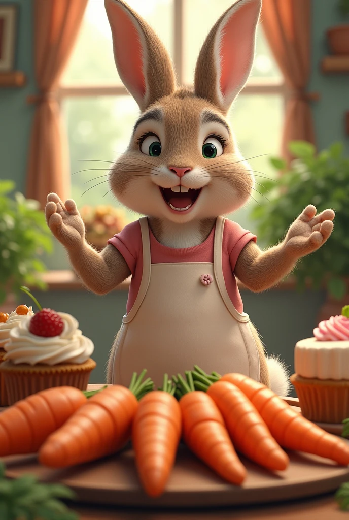 Mrs. Rabbit shouted, “Come and enjoy the delicious carrots and cupcakes!”!&quot; he said with a smile
