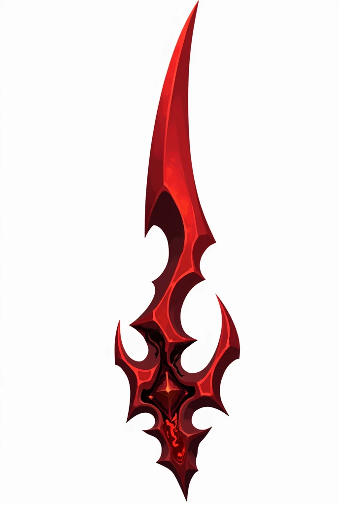 Sword projectile in the style of a vector drawing, made of solid blood-colored crystal with vessels of black void
