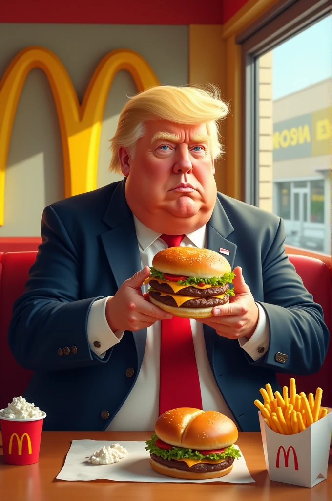 Donald Trump, fat, eat hamburger, MCDONALD'S 